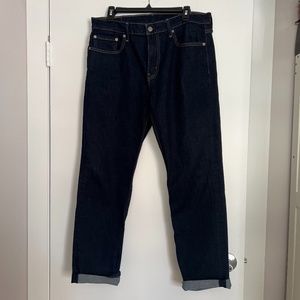 Like New Excellent Condition Mens Levi's 502 Dark Denim Taper Leg Jeans 33x32